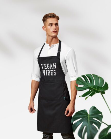 Vegan Vibes Fair Trade Kochschürze mit Tasche