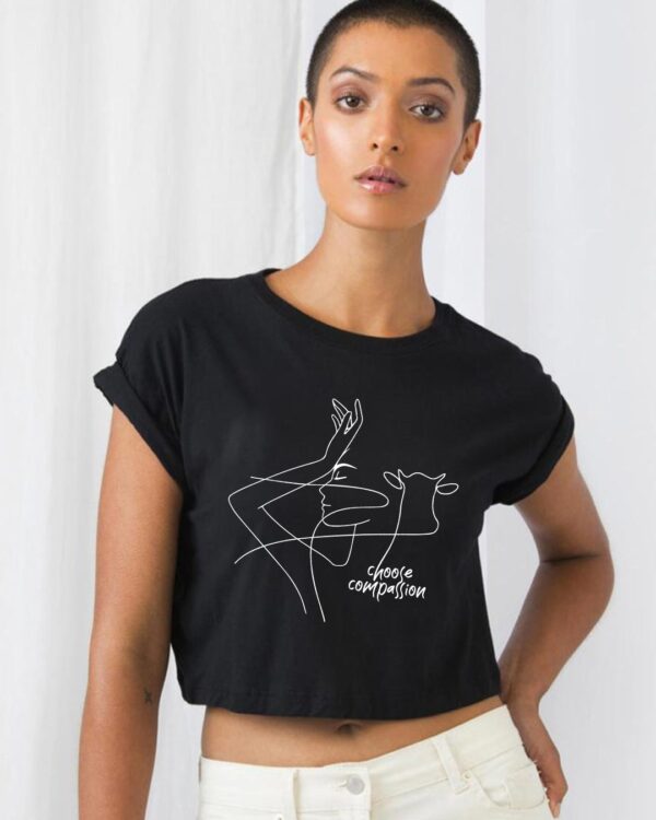 Choose Compassion Ladies Organic Crop Top black