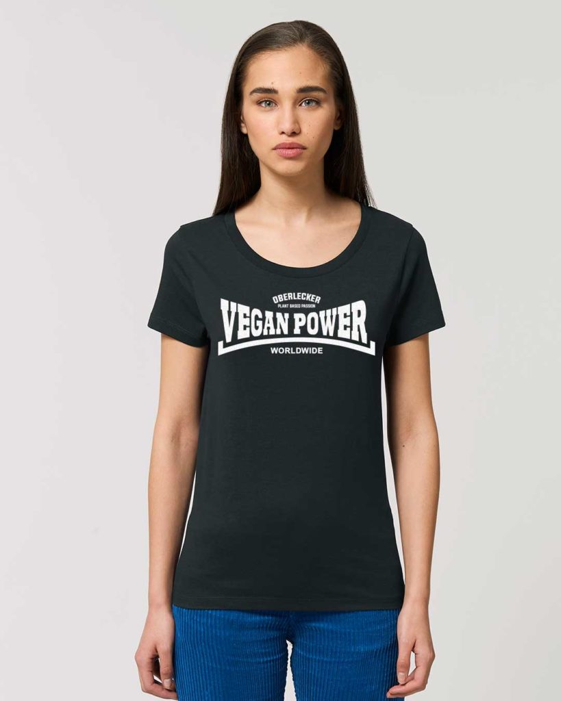 oberlecker-vegan-power-hier-kocht-alex-tailliertes-organic-shirt-schwarz