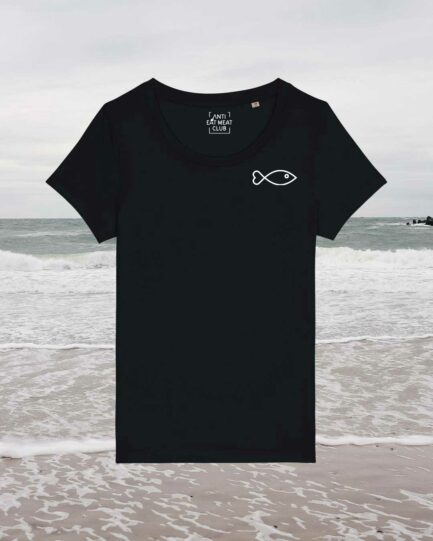 Fische sind Freunde, kein Futter Tailliertes Organic Shirt schwarz front