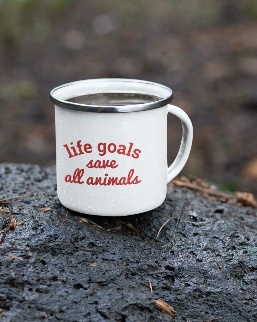 Life Goals Save All Animals Emaille Tasse