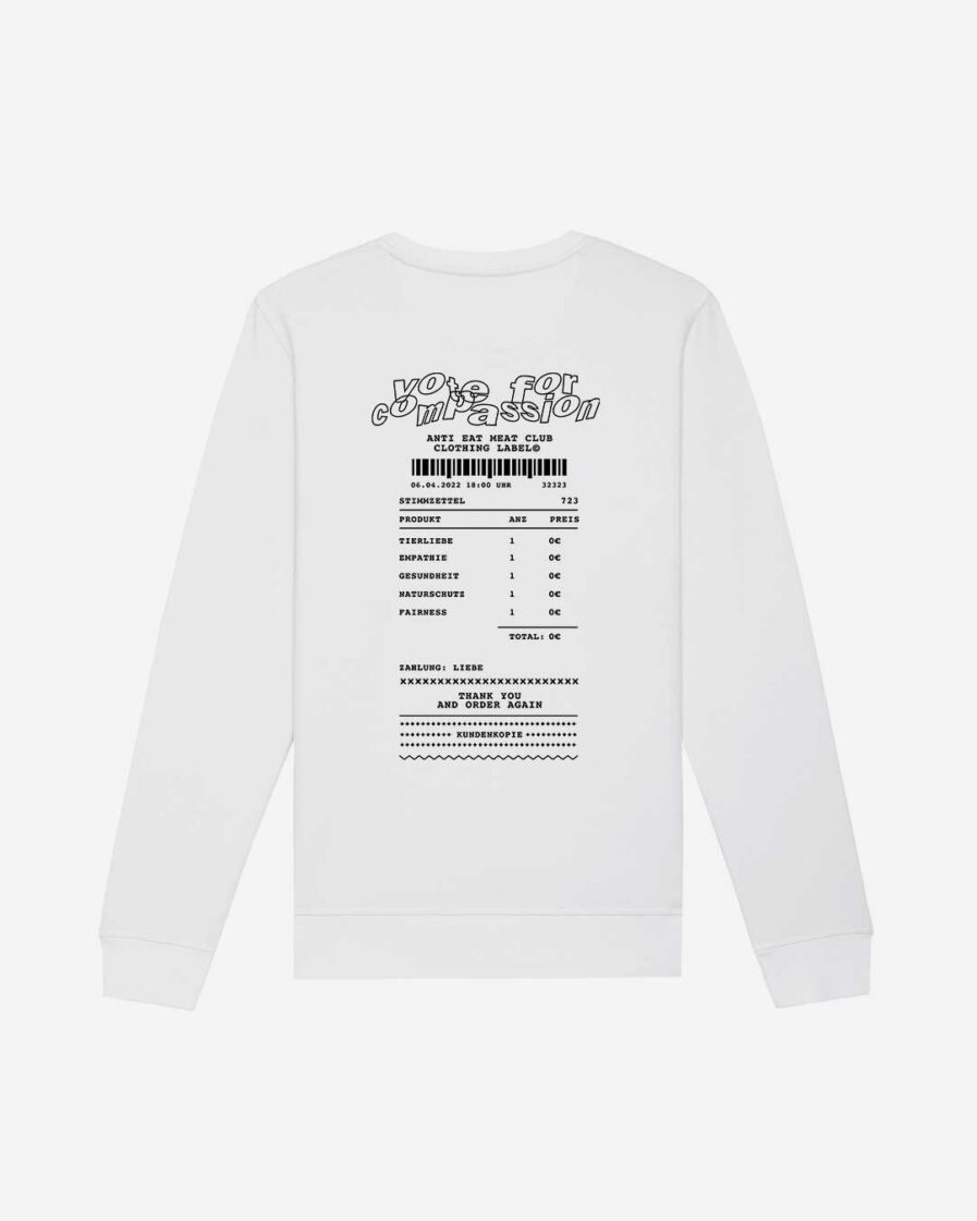 Vote For Compassion Organic Sweater weiss