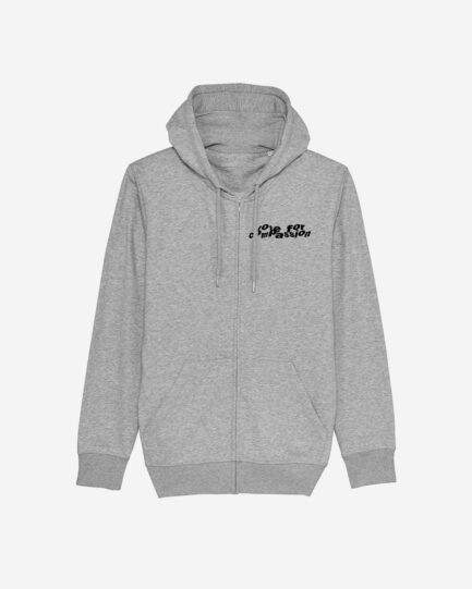 Vote For Compassion Organic Zip Hoodie grau front