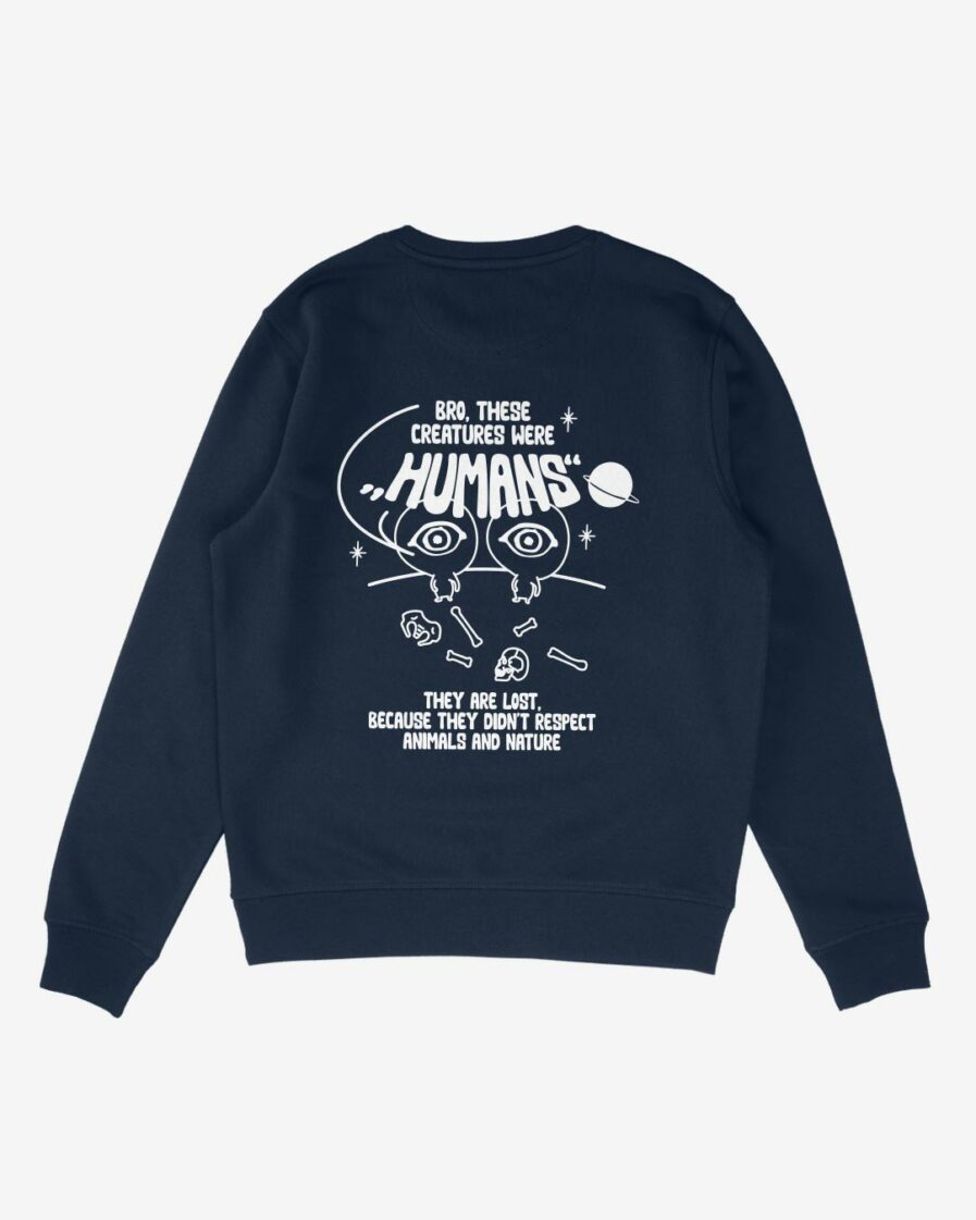 lost humans sweater navy back