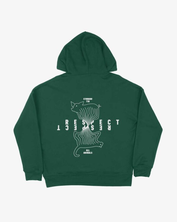 respect all animals hoodie grün