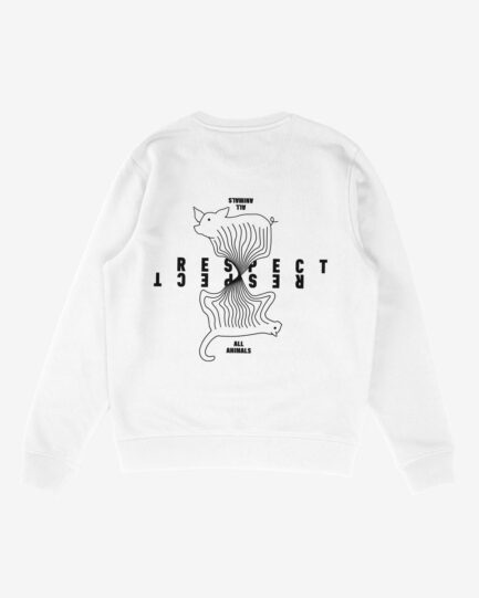 respect alle animals sweatshirt white back