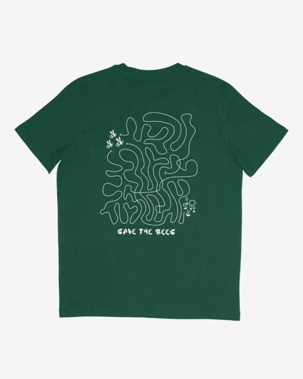 save the bees organic shirt grün back