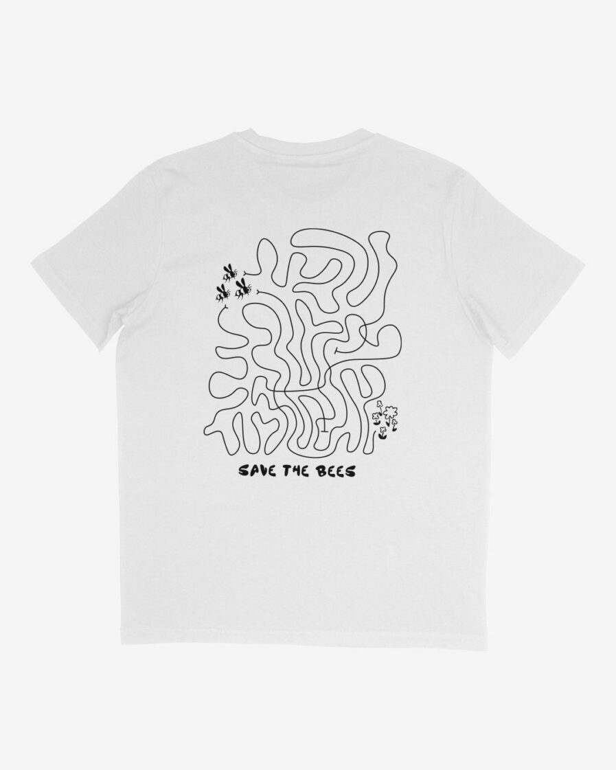 save the bees organic shirt weiss back