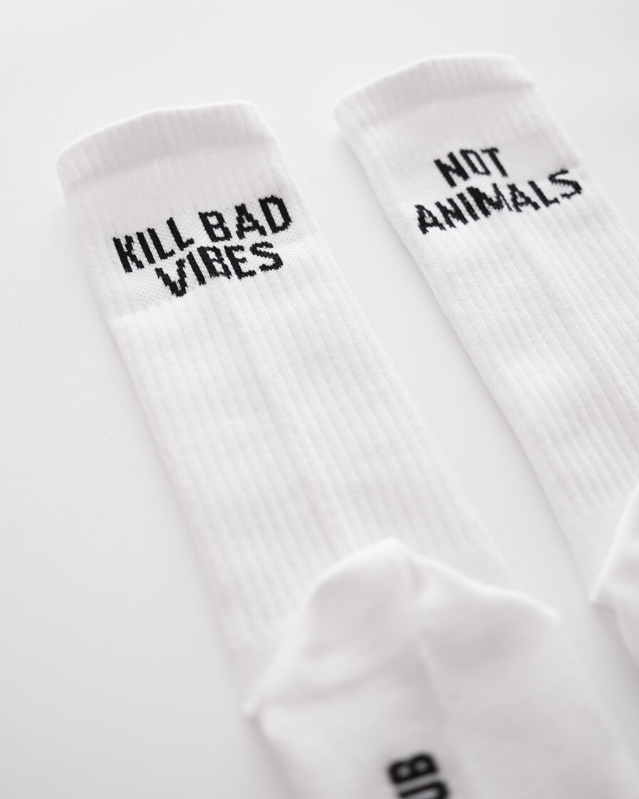 Kill Bad Vibes Not Animals Organic Socken
