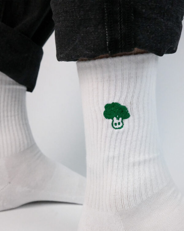 Brokkoli Stickmotiv Socken aus Bio-Baumwollmix